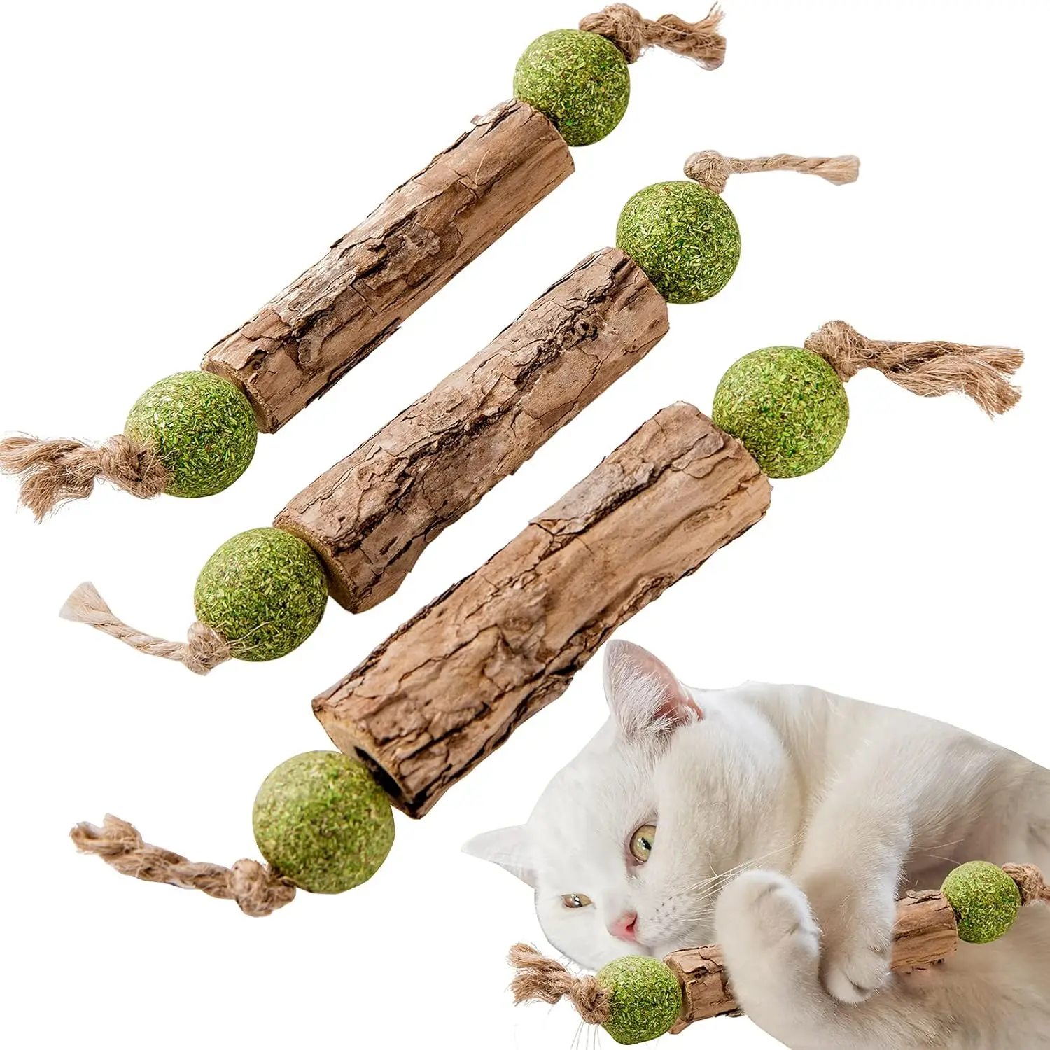 kf-Sdad2a3214f3f4cf899e8551f8ef41155m 1pc Cat Cleaning Teeth Pure Natural Catnip Cat Molar Toothpaste Stick Silvervine Actinidia Fruit Matatabi Cat Snack Stick - Image 1