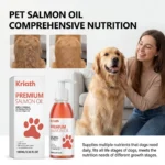 Natural Salmon Oil for Pets Dog Food Topper Liquid Vitamin E Supplement Shiny Coat and Heart Health Gentle Formula Pump Bottle