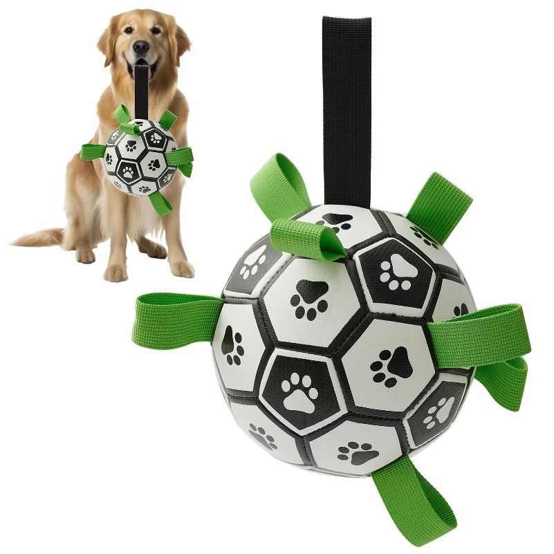 kf-Sdb6a017949cd44c99096192fe28c0a110 Dog Toys Soccer Ball with Straps Interactive Dog Toy for Tug of War Puppy Birthday Gifts Toy Durable Balls for Medium Large Dogs - Image 1
