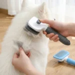 Dual-Use Dog Cat Grooming Brush 20×10×5.5cm, Self-Cleaning Slicker Comb with Round-Tip Bent Needles, Ergonomic Handle for Pet Ha - Image 4