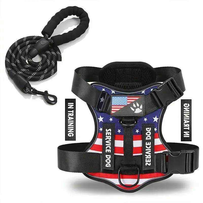 kf-Sdbe53308234a4586a39755e0e9c458cfT Dog Harness And Leash Set, Escape Proof No Pull Dog Vest Harness With Reflective Dog Walking Traction Rope - Image 1