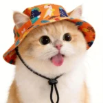 Breathable Cat Dog Sun Hat Adjustable Drawstring with Ear Holes Pet Bucket Hat Lightweight UV Protection Pet Cowboy Hat - Image 9
