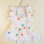 Pet Light Yellow Heart-shaped Little Fly Sleeve Dress Cat and Dog Four Season Vest Puppy Clothes Dog Dresses for Small Dogs - Image 3