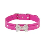 Cute PU Leather Dog Puppy Collar Bling Rhinestone Bowknot Chihuahua Collar for Small Medium Larger Dog XXS-XL Dog Accessories - Image 5