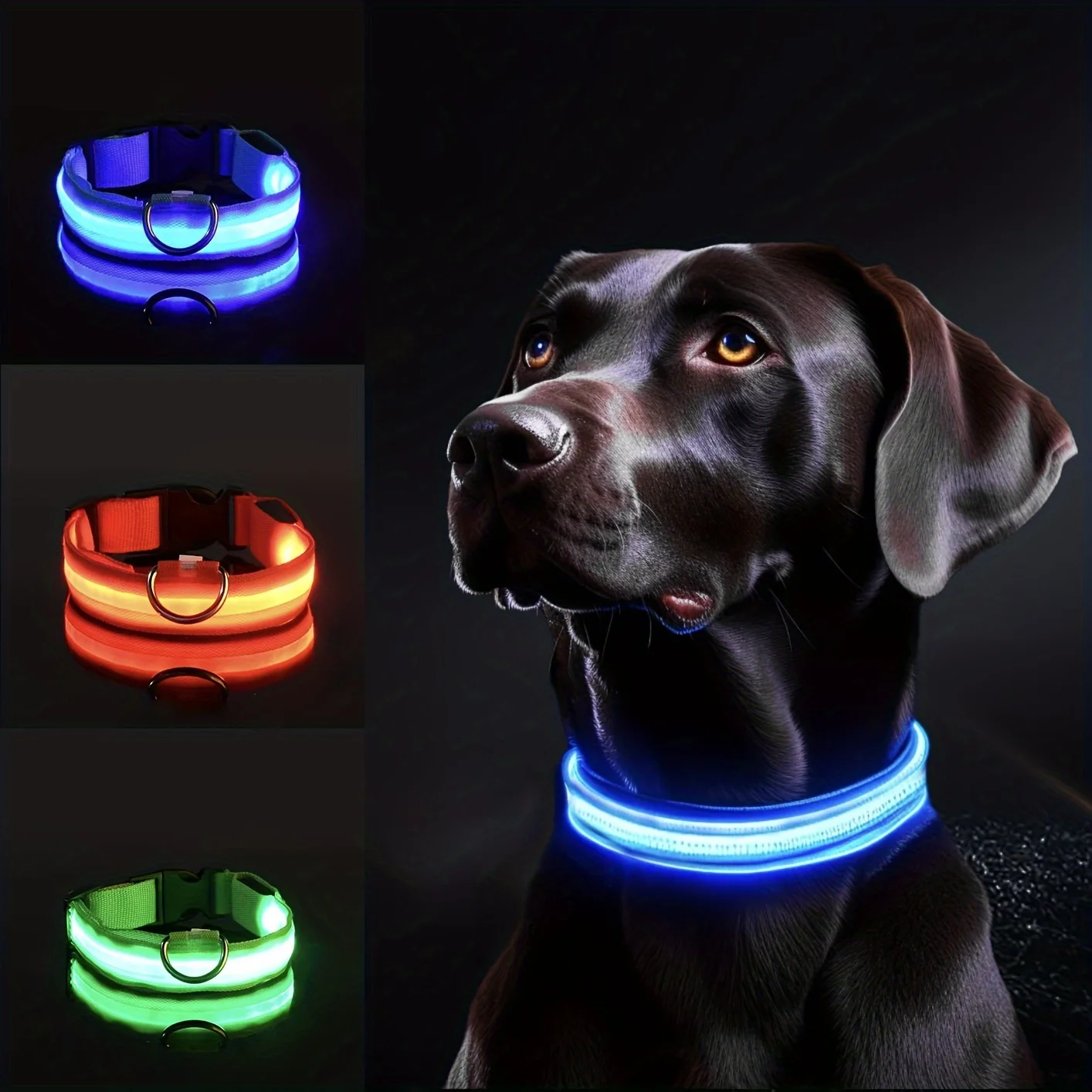 kf-Sdef1c749697842f48618de1abd5c906dt Reflective LED Dog Collar for Night Safety - Durable, Geometric Patterned, Battery-Powered, Ideal for Small/Medium Breeds - Image 1