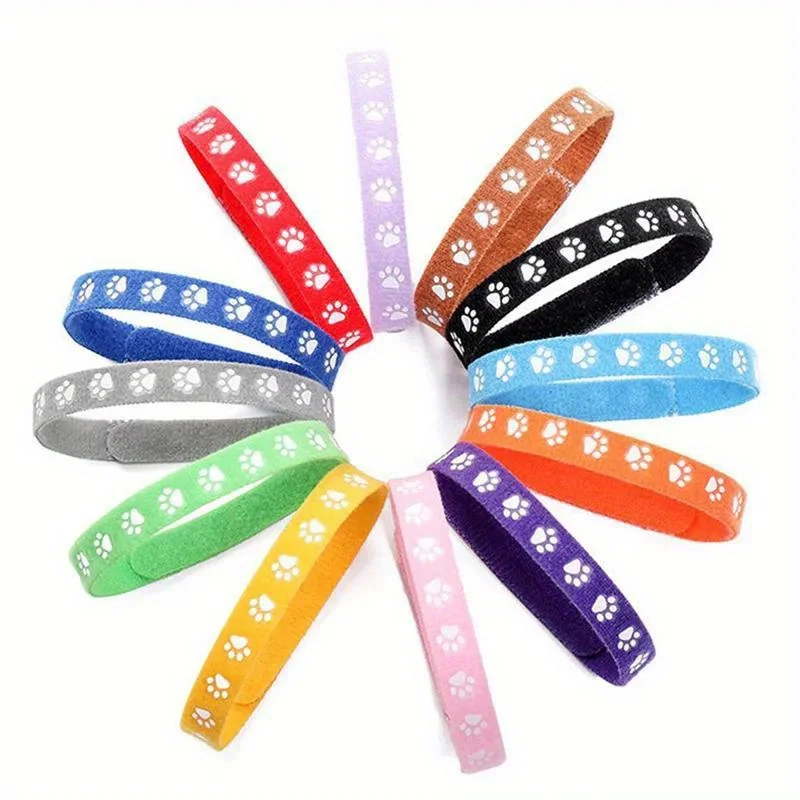 kf-Se1a48a9cd3e04b29a0f512ad3aaffa93f 12pcs Pet Classification Collar Puppy Kitten Identification Footprint Collar Newborn Puppy Cat Birth Milk Dog Necklace Pet - Image 1