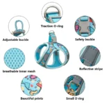 DH009Cartoon-Dog harness and leash set features a breathable honeycomb mesh design to prevent overheating and sweating. - Image 7