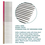 Oitabi Pet Comb Stainless Steel Long Teeth Comb for Dogs & Cats Pet Hair Comb for Home Grooming Kit Removes Knots Mats & Tangles - Image 3