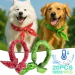 1-20PCS Summer Pet Cooling Scarf for Cats Dogs Ice Collar Cartoon Design Breathable Heat Relief Outdoor Travel Accessory