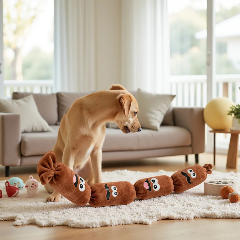 kf-Se47ba27be2ed466db329936f564e6c61n Simulated Sausage Plush Chew Toy for Dogs: Press-to-Squeak with BB Sound, Durable Chew-Resistant & Self-Play Boredom Relief Toy - Image 1