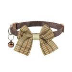 1/4PCS Brown Winter Dog Collar Bowknot Puppy Chihuahua Collars with Bell Adjustable Safety Buckle Cats Bow Tie Pets Accessories - Image 3