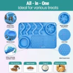 Slow Feeder Mat for Pets - Non-Toxic Silicone (Turquoise) Upgraded Anxiety and Boredom Relief Tool with Aluminum Bowl,17x11x2 in - Image 2