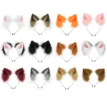 Handmade Faux Fur Animal Ears Headband Furry Cat Fox Ear Hairhoop Headwear Costume Accessory for Cosplay Masquerade