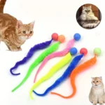 1/2/5Pcs Wiggly Balls Cat Toys New Cat Chewing Toys Bouncy Ball Wiggly Tail Sounding Kitten Bite Playing Plush Interactive Toy