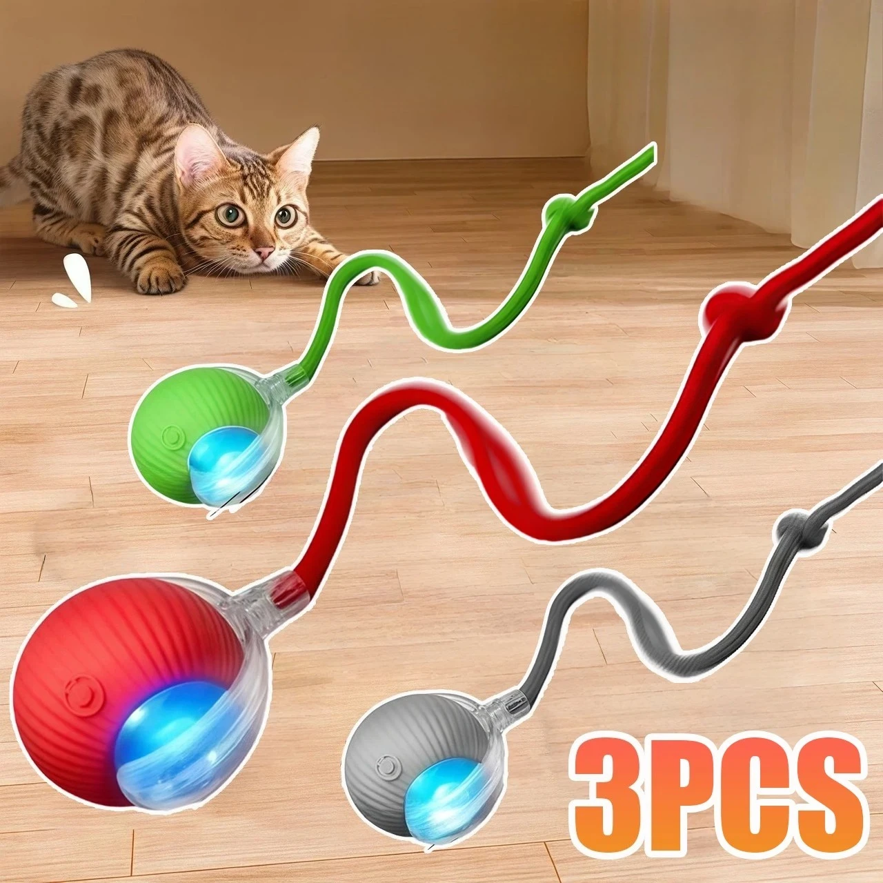 kf-Se8445c07b2af49818829f4b584592deej New Cat Interactive Ball Toy Automatic Rolling Ball Faux Tail Rechargeable Smart Pet Electric Toy Dog Cat Training Imitate Mouse - Image 1