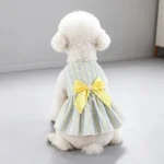 Kawaii Vertical Striped Summer Pet Clothes Soft with Bow Pet Dog Skirt Elastic Thin Dog Princess Dress - Image 4
