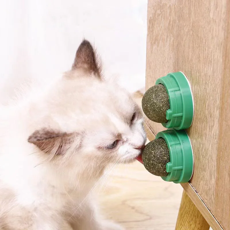 kf-Se8c2c4cf440d486c98933183ca516359I Natural Catnip Cat Wall Stick-on Ball Toy Scratchers Treats Healthy Natural Removes Balls to Promote Digestion Cat Grass Snack - Image 1