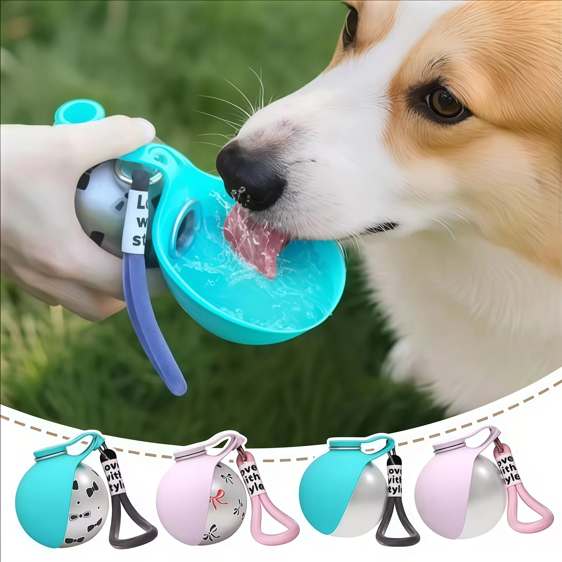 kf-Se8d9fb6279964b769bb155558b80ee67u 2-in-1 Portable Dog Water Bottle for Small Dogs - Leak-Proof & Compact Dog Travel Water Bottle -Stainless Steel Bottle & Silicon - Image 1