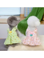 Leash dog clothes pet dress for Poodle, Bichon Frise, Pomeranian, Pug, 25-inch Leash Dress