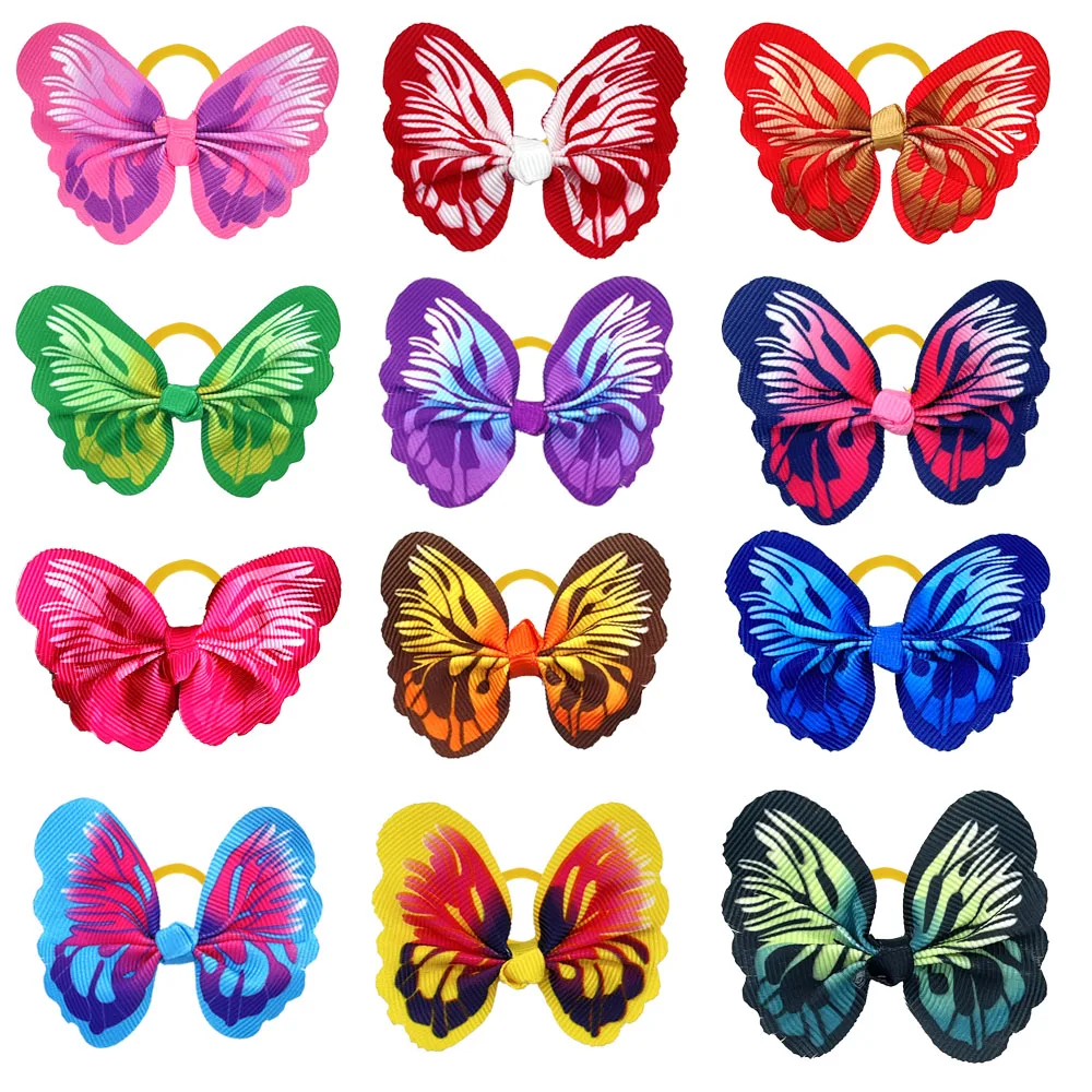 kf-Se9e5a1c98f314b20ab57ae2eb3f1fe6bl 50/100pcs Dog hair accessories Butterfly design Dog Pet hair bows Rubber bands Pet grooming products Fashion Pet Supplies - Image 1