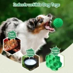 Tough Natural Rubber Dog Chew Toy Indestructible Squeaky Ball for Aggressive Chewers Beef Flavor Hexagonal Design Dental Health - Image 3