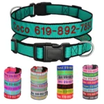 Adjustable Nylon Embroidered Dog Collar Custom ID Name Accessories Pet Collars For Small Medium Large Dogs Pets Supplies Perro