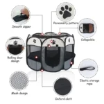 Portable & Foldable Octagonal Pet Playpen Kennel Tent - Easy to Assemble Outdoor Shelter for Large Dogs and Cats - Image 3