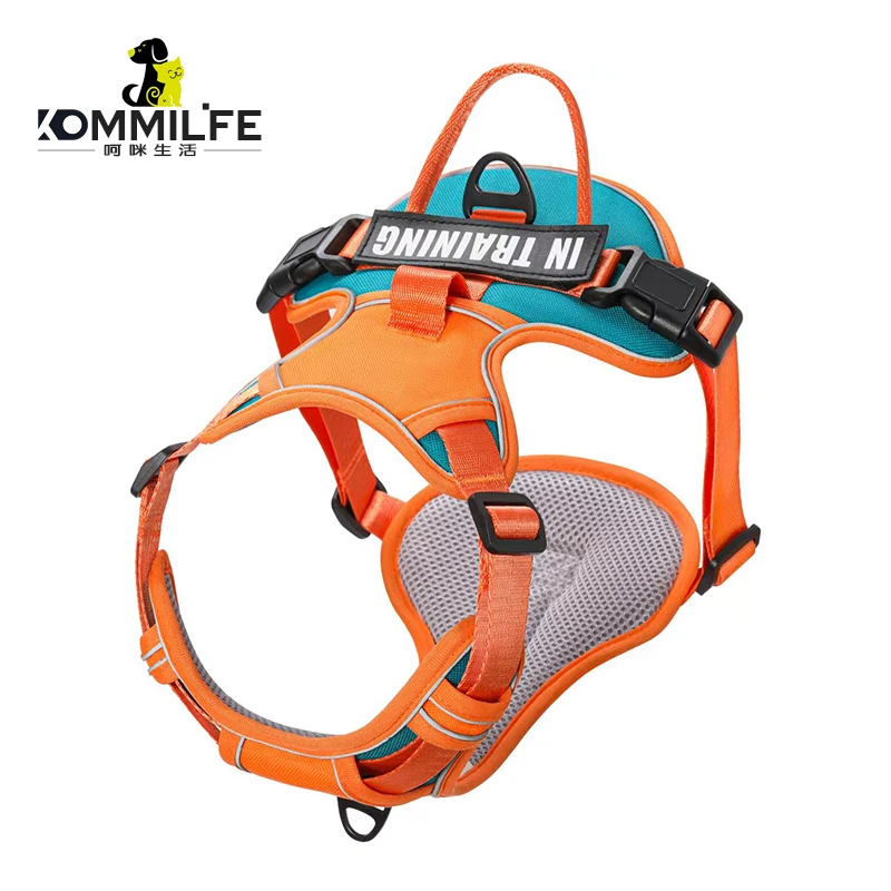 kf-Sea71f68470cb4ce884440daaa818a8afO Nylon Adjustable Dog Harness Personalized Dog Harness Vest Reflective Breathable Pet Harness Leash For Small Medium Large Dogs - Image 1