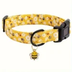 Cute Yellow Bee Print Dog Collar, Suitable for Small, Medium and Large Dogs, Fashionable Wasp Design Dog Collar