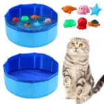 Foldable Dog Bath Swimming Pool Cat Pool Toy With Fish-Water Endless Self Play Interactive Cat Toys Pet Cleaning Water Basin - Image 3