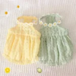 Pet Products Floral Designer Dogs Fancy Dress Candy Green Tutu Skirt Mini Female Cat Clothes for Chihuahua New Summer Puppy
