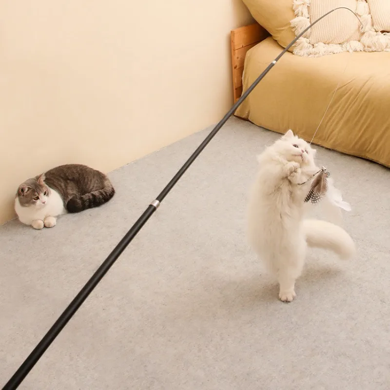kf-Sec047780b881468b9514217788e9e884I Extended Telescopic Cat Stick Cat Toys 1.8m Scratch Resistant Pet Accessories Telescopic Fishing Rod with Feather for Active Cat - Image 1