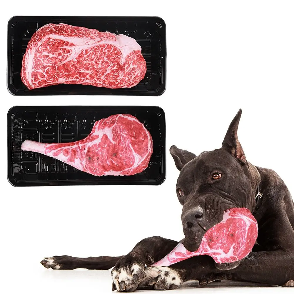 kf-See1c49ce521b4a3da8c352448dce1e71M Simulation Squeaky Bone Dog Toys Steak Bite-Resistant Clean Dog Chew Puppy Training Toy Soft Steak Carrot Animal Pet Supplies - Image 1