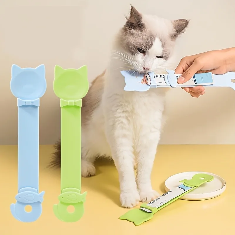 kf-Sef1ba7fe3ee24bab91b37ee8a09d8766p 1/3PCS Cat Strip Feeder Spoon Long Handle Lickable Wet Food Feeder for Cats Pet Meat Mud Food Squeeze Dispense Spoon Pet Supplie - Image 1