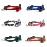 Pet Breakaway Cat Collar Bow Tie and Bell Cute Plaid Christmas Red Elastic Adjustable Dog Collar With Sash Small Bell For Cats - Image 2