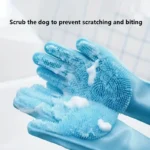 Pet Grooming Cleaning Gloves Dog Cat Bathing Shampoo Glove Scrubber Magic Dishwashing Cleanner Sponge Silicon Hair Removal Glove - Image 2
