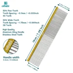 Oitabi Pet Comb Stainless Steel Long Teeth Comb for Dogs & Cats Pet Hair Comb for Home Grooming Kit Removes Knots Mats & Tangles - Image 2