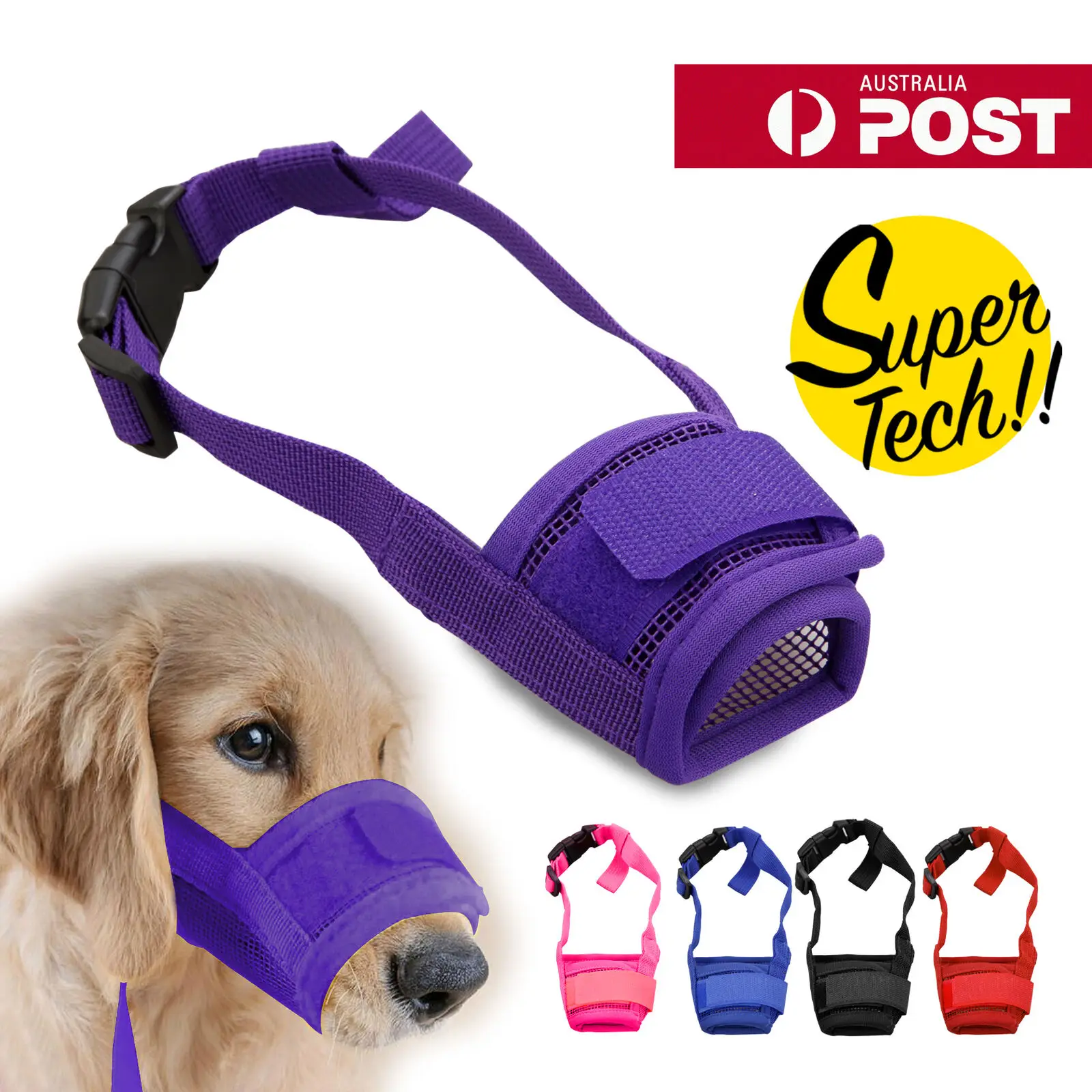 kf-Sf34de750077c43d7a6079fbb094f0ccdf Pet Dog Mask Mouth Stop Chewing For Adjustable Pet Dog Mask Bark Bite Mesh Mouth Muzzle Grooming Anti Stop Chewing - Image 1