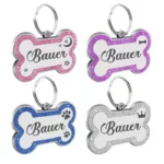 Custom Double Side Dog Cat ID Tag Glitter Dogs Cats Name Pendant Tags Pet Collar Accessories Anti-lost Bone Tags for Dog Cat - Image 2