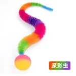 1/5/10PCS Cat interactive toys Tickle Cat Colorful bouncing ball Pet supplies Puzzle teasing indoor cat caterpillar elastic toy - Image 6