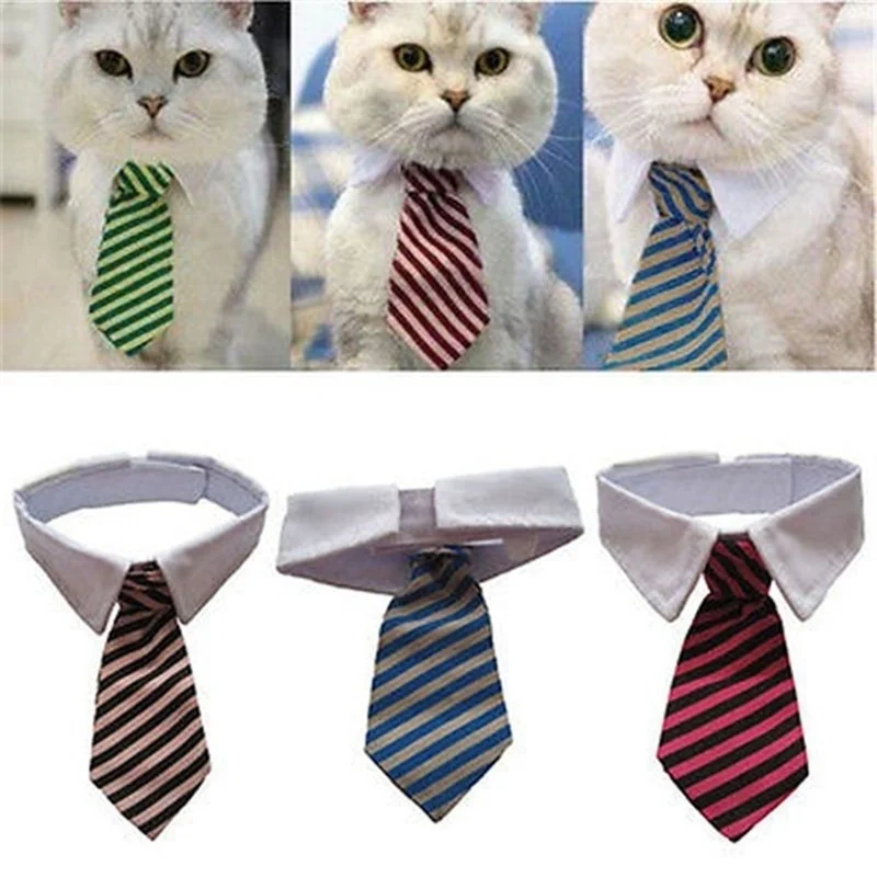 kf-Sf404d285a2b9483199d786cbd7694647t 2023 Dog Cat Grooming Cat Striped Bow Tie Animal Striped Bow Tie Collar Pet Adjustable Christmas Cat Collar Pet Collar - Image 1