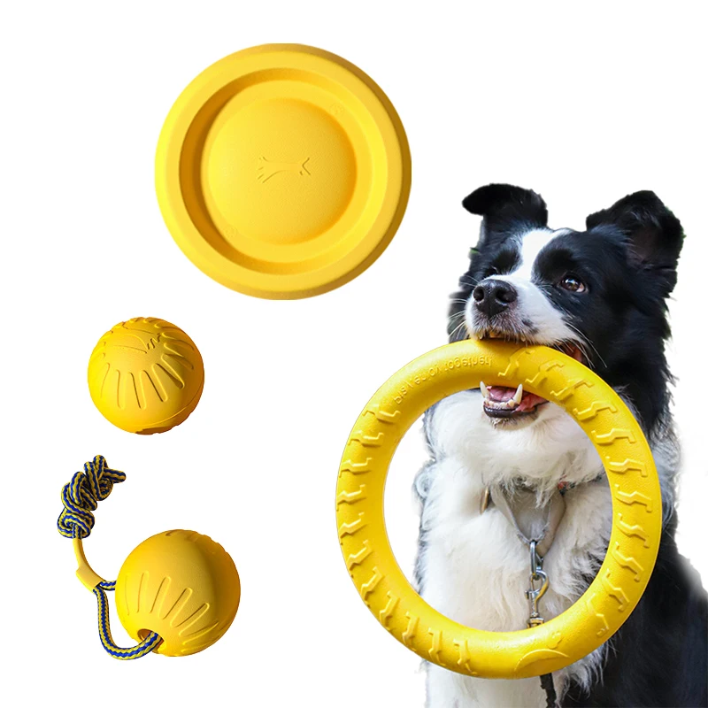 kf-Sf46ea7770ee3474bb374baa7d8332de1e EVA Durable Dog Toys 4 Pack Flying Disc + Ball + Tug Rope for Puppy&Adult Dogs Chew-Proof Teeth Cleaning Set(2024 Best Seller) - Image 1
