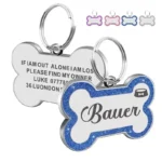 Customize Double-Sided Dog & Cat ID Tag - Glitter Design, Anti-Lost Bone Shape Essential Pet Collar Accessory for Identification - Image 3