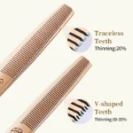 Fenice 6.5/7.0 inch JP440C Rose gold Pet Dog Grooming Routined/Serrated Curved Scissors Traceless/V-shaped Teeth Thinning Shears - Image 3