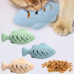 Fish-Shaped Cat Chew Toy - Dental Treat Dispenser Puzzle, Safe Silicone, No Battery, Interactive Pet Snack Game