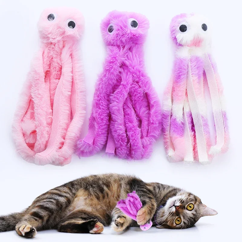 kf-Sf9cee8c86fed4c8aac6dfd1586efe1a6e Cat Toy Cute Octopus Plush Toy Bite Resistant Teeth Interactive Play Pet Supplies Cat Dog Toys Octopus - Image 1