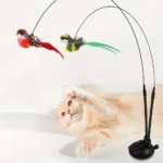 Two birds Cat teasing stick set simulation bird hands-free bird cat stick long pole double pole with bell strong suction cup cat - Image 5