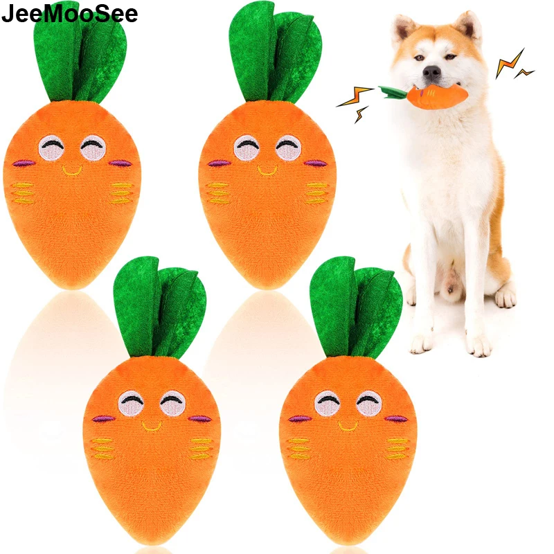 kf-Sfafe34e6928048d790f21e34ea4f64a7n Dog Squeaky Carrot Dog Toys Plush Stuffed Soft Puppy Chew Toys Interactive Pet Supplies for Small Medium Dogs Dental Care - Image 1