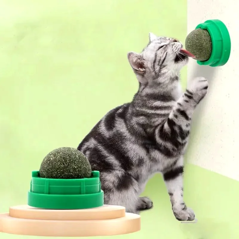 kf-Sfb343824315c4db4aeca8ad70de1f565L Catnip Cat Wall Stick-on Ball Toy Scratchers Treats Healthy Natural Removes Balls to Promote Digestion Cat Grass Snack - Image 1