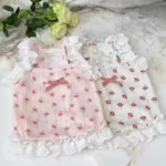 Fashion Bow Dog Vest Summer Suspender Dog Clothes Floral Print Puppy Shirt Cute Lace Cat Flying Sleeves Vest Bichon Pet Costume - Image 5
